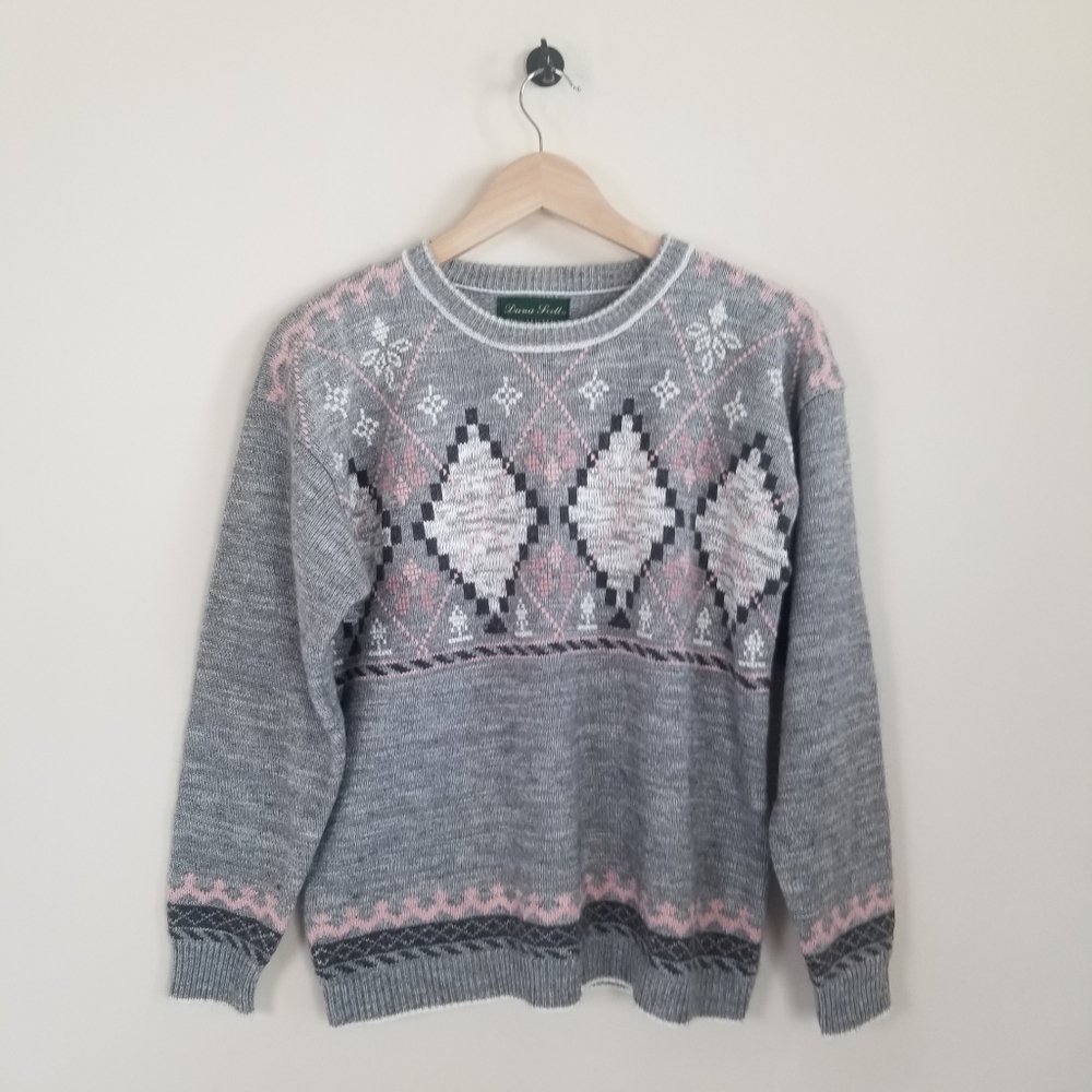 Dana Scott Argyle Sweater Medium